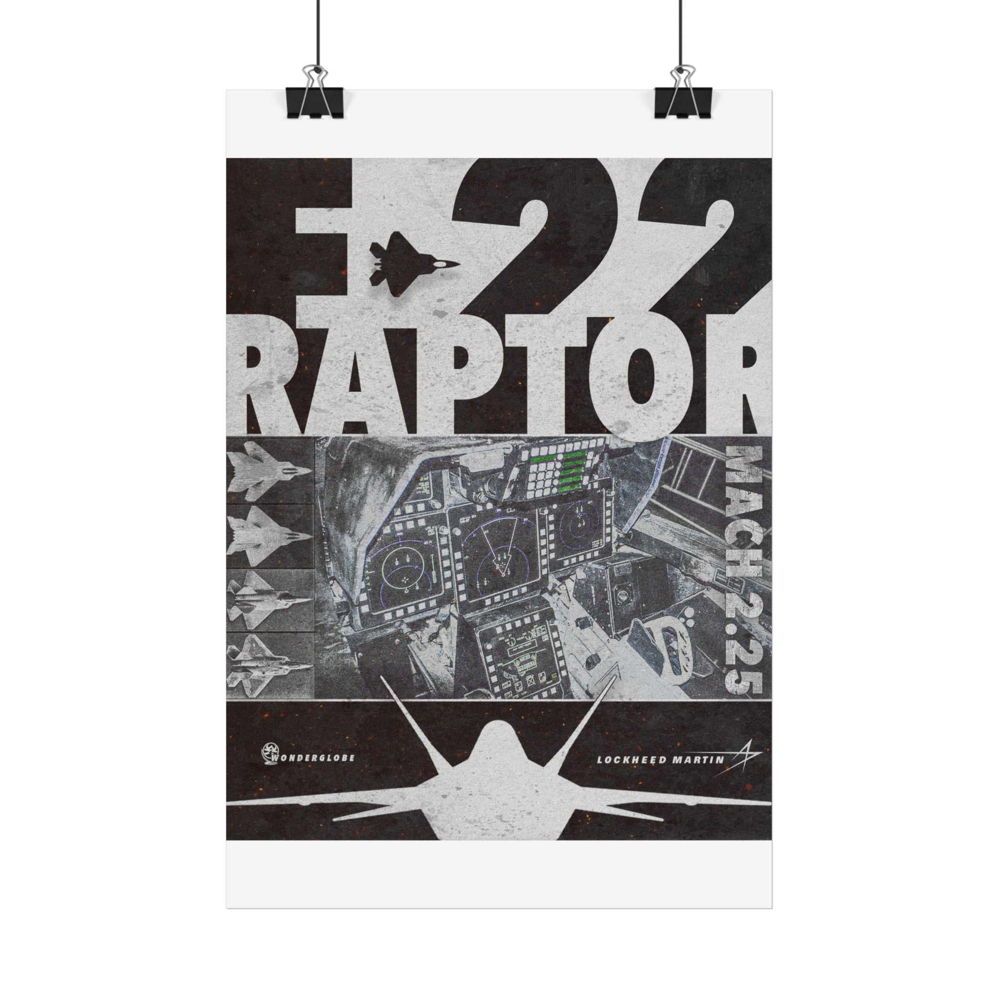 F-22 Raptor Satin Poster — Military Jet Pilot Cockpit Art Print