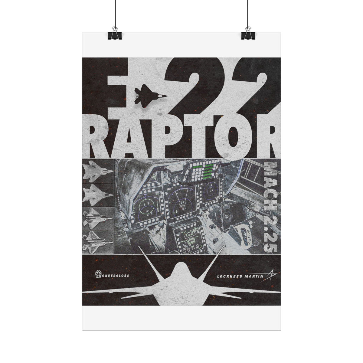 F-22 Raptor Satin Poster — Military Jet Pilot Cockpit Art Print