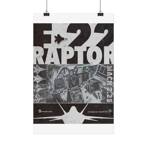 F-22 Raptor Satin Poster — Military Jet Pilot Cockpit Art Print